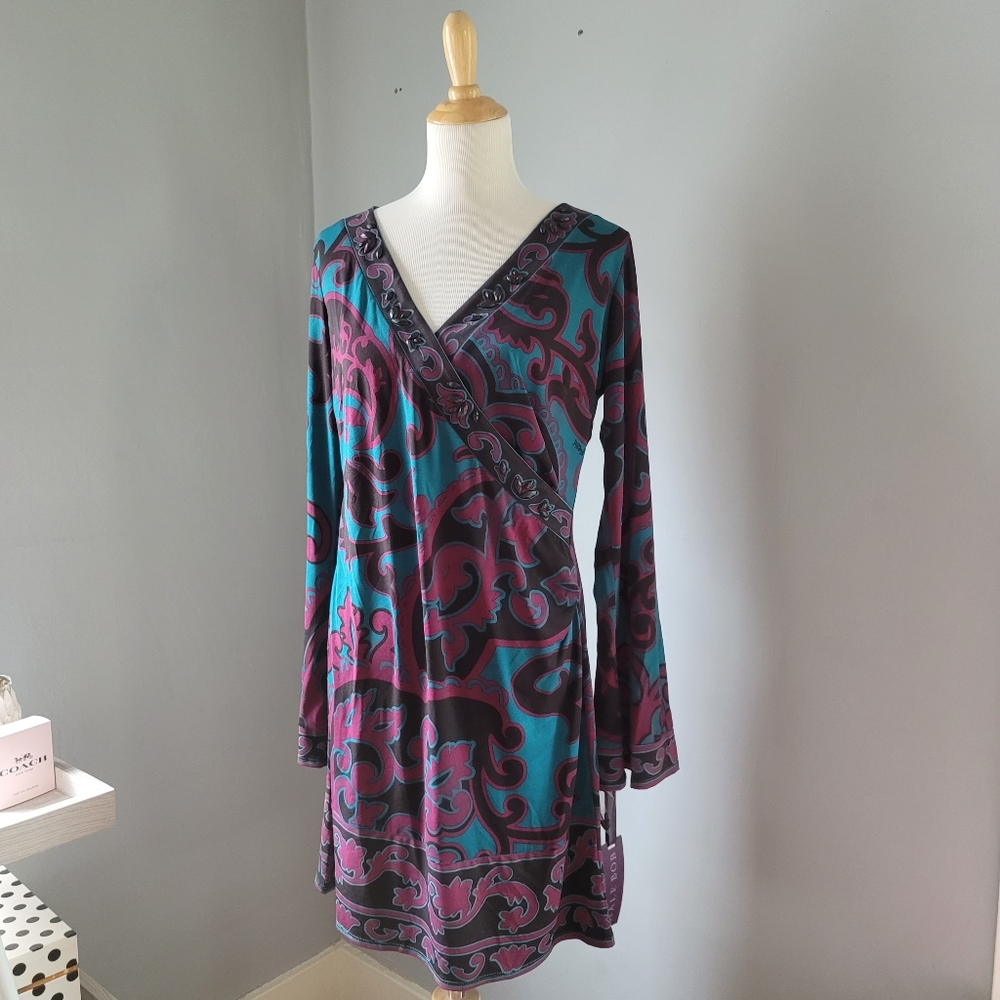 Hale Bob Faux-Wrap Dress Size Large